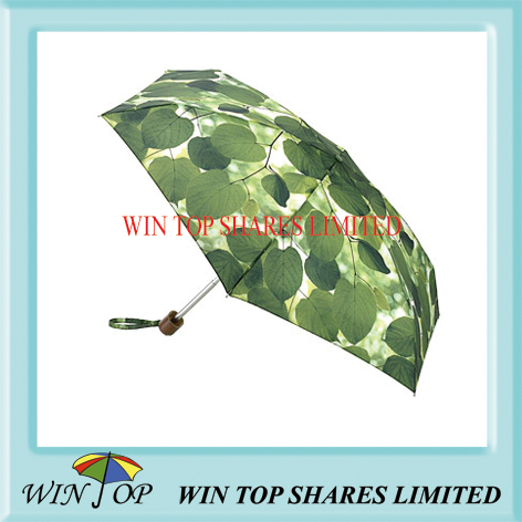 Leaf design 3 folds umbrella