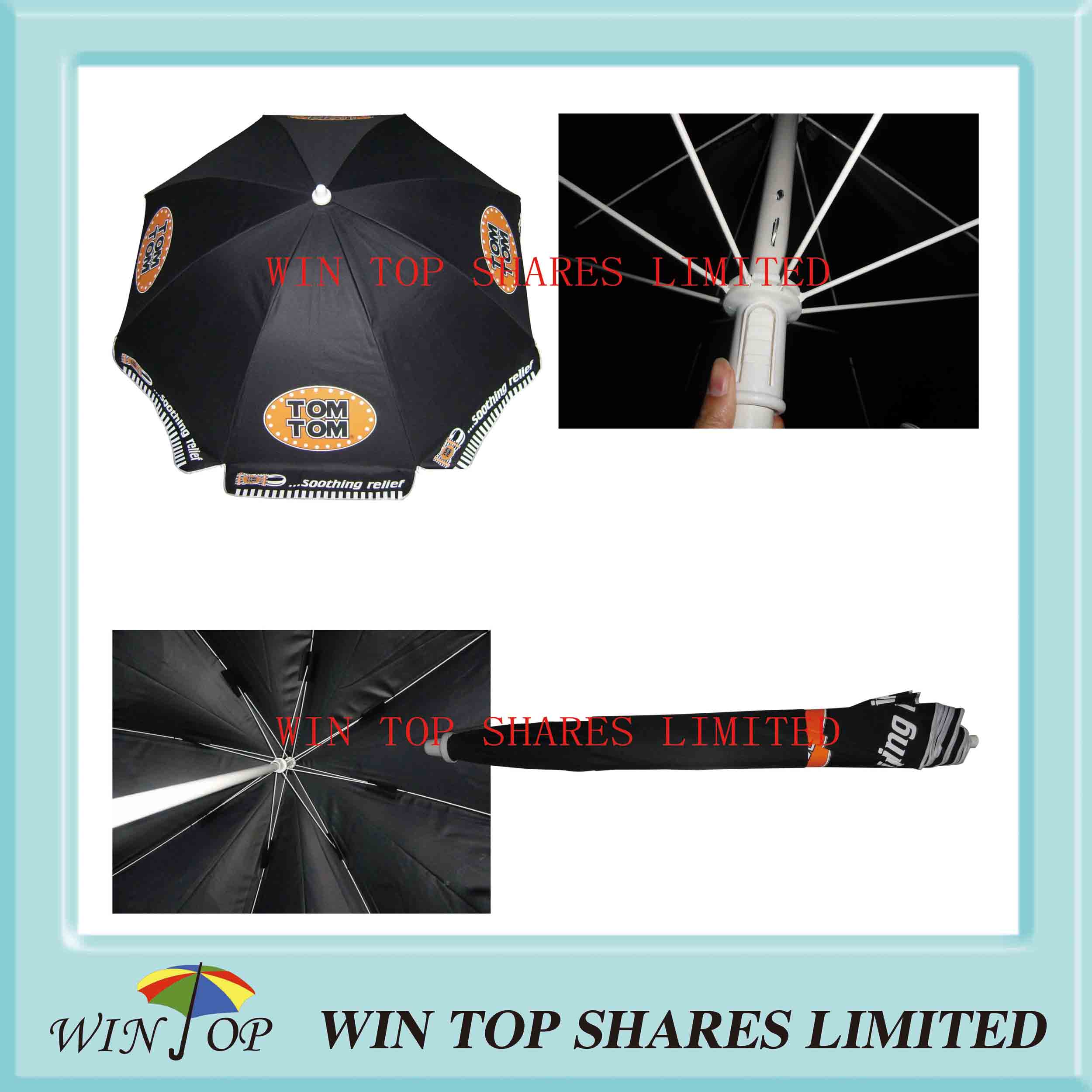 40 inch black advertising beach umbrella