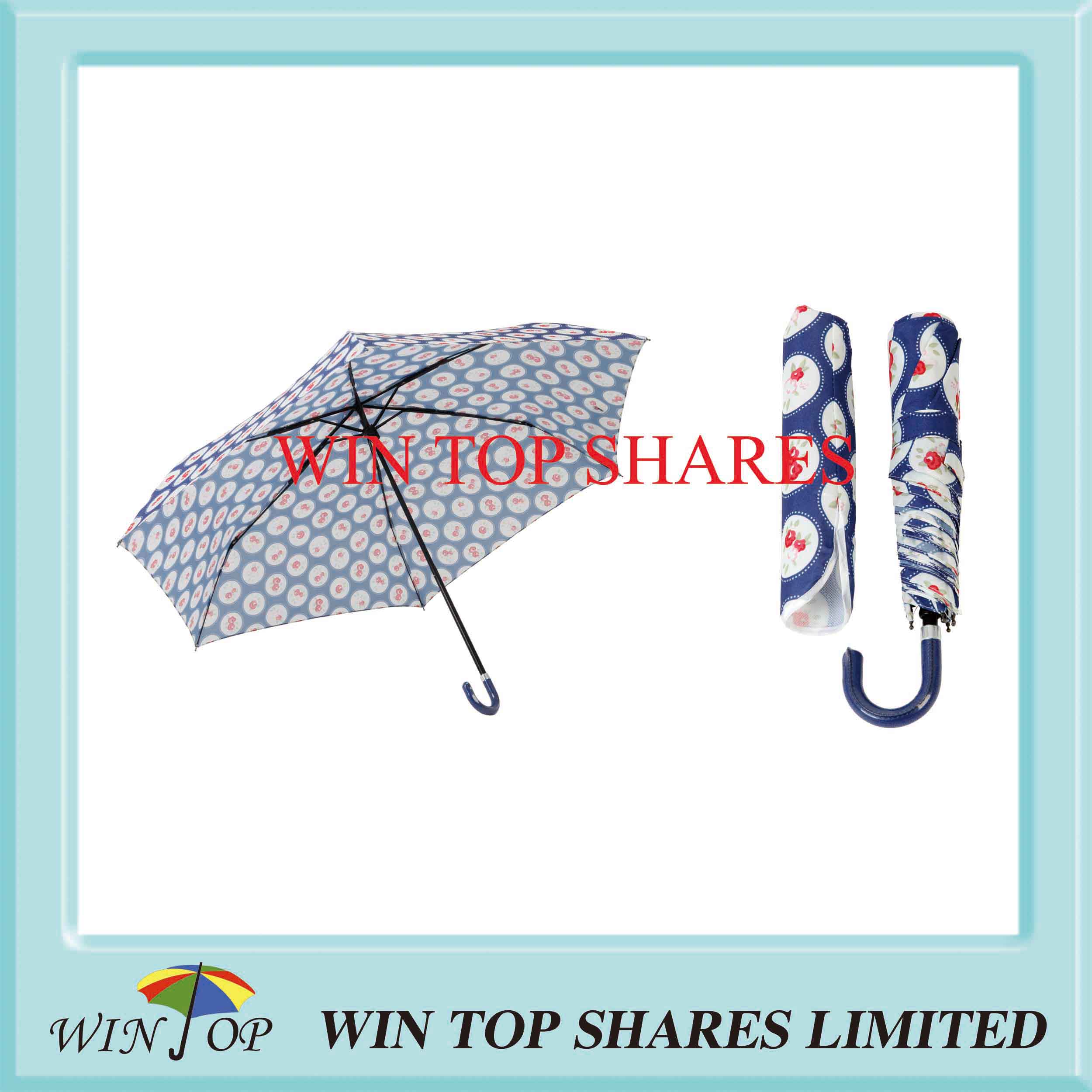 50cm X 6k 3 Folding Hand Open Printed Umbrella