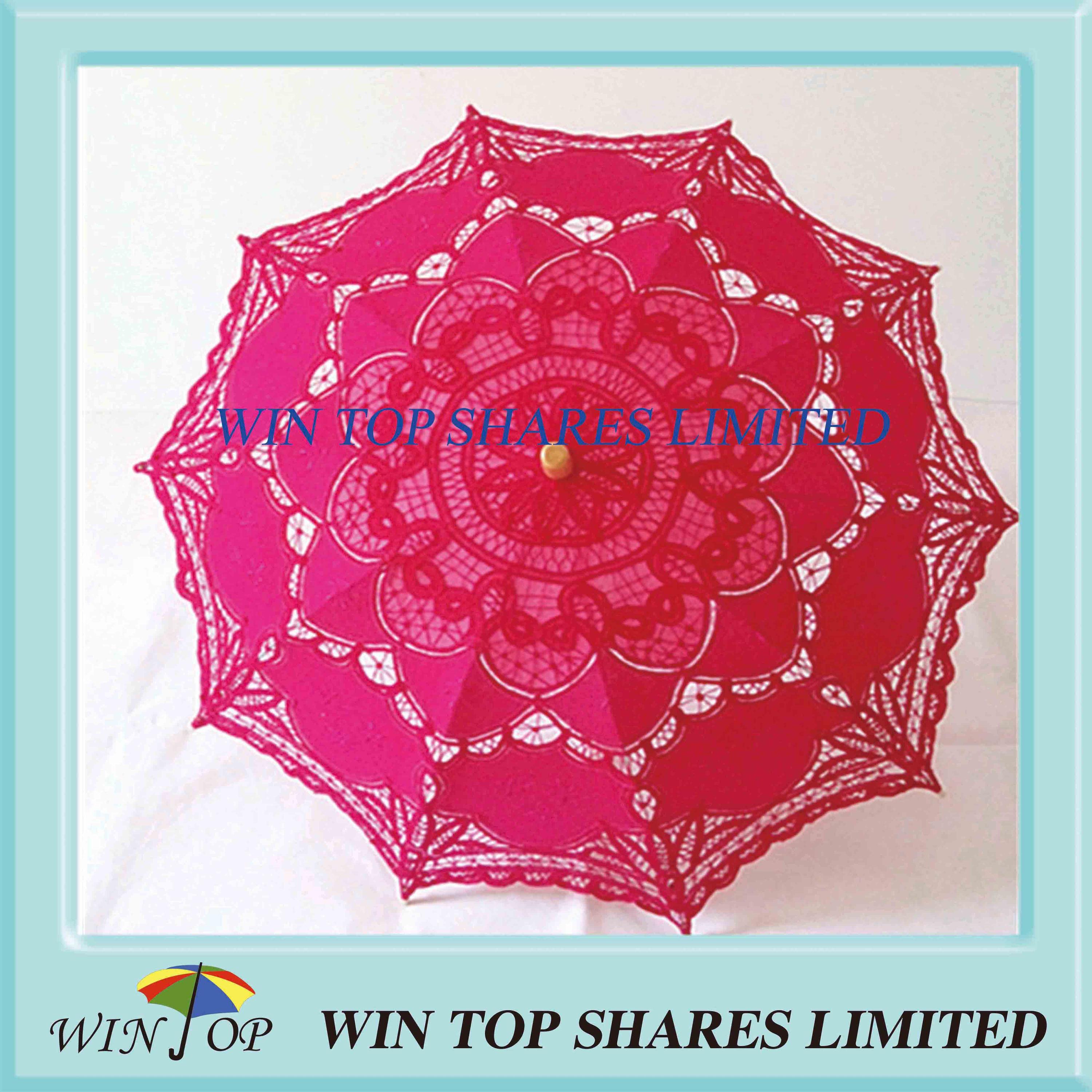 38cm wooden embroidery cotton umbrella