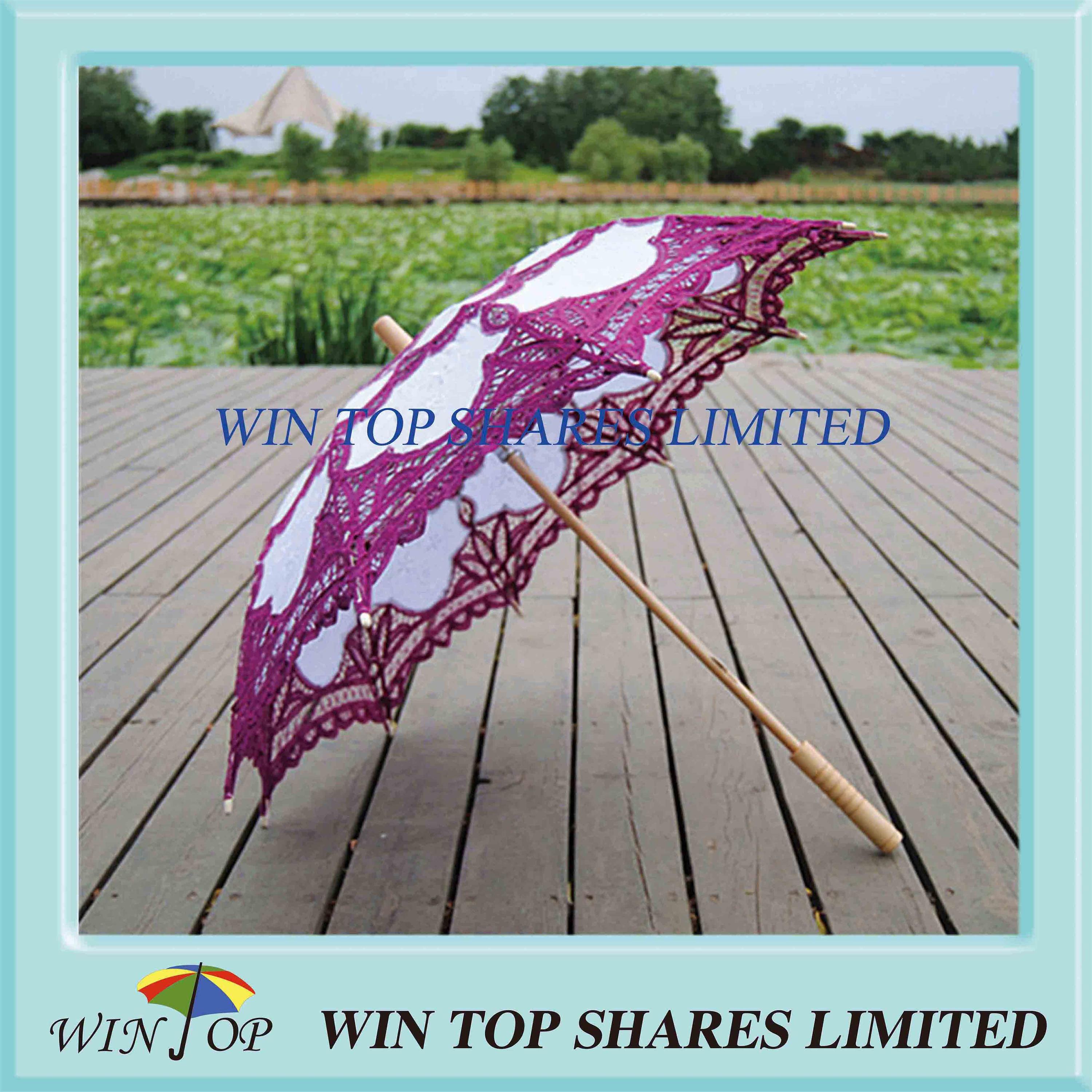 Classical purple and white cotton parasol