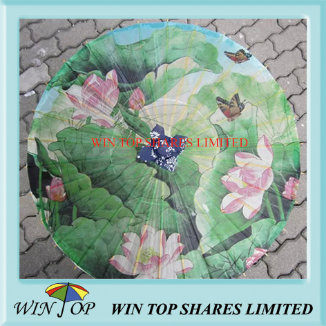 Lotus and butterfly model oil painting umbrella