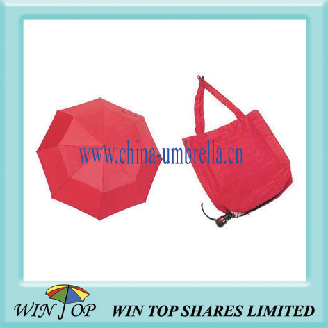 3 fold red shopping bag umbrella